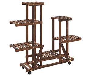 vidaXL Soporte de flores con ruedas madera maciza abeto 95x25x101 cm