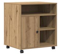 vidaXL Soporte de Impresora Minimalista Ruedas para Oficina en Casa en Acabado de Roble Artesano | Ofrece Amplio Espacio de Almacenamiento y Textura Suave Ideal para Uso en Estación de Trabajo Mó