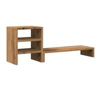 vidaXL Soporte de Monitor con Organizador Escritorio Madera artisian, Soporte de Monitor Doble, Soporte de Monitor para Escritorio, Elevador de Soporte de Monitor