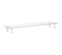 vidaXL Soporte de Monitor, Elevador para Pantalla con Almacenaje, Soporte de Computadora, Elevador sobre Mesa Escritorio, Vidrio Templado Metal Blanco