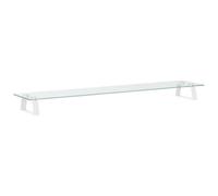 vidaXL Soporte de Monitor, Elevador para Pantalla con Almacenaje, Soporte de Computadora, Elevador sobre Mesa Escritorio, Vidrio Templado Metal Blanco