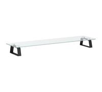 vidaXL Soporte de Monitor, Elevador para Pantalla con Almacenaje, Soporte de Computadora, Elevador sobre Mesa Escritorio, Vidrio Templado Metal Negro