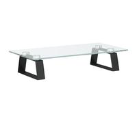 vidaXL Soporte de Monitor, Elevador para Pantalla con Almacenaje, Soporte de Computadora, Elevador sobre Mesa Escritorio, Vidrio Templado Metal Negro