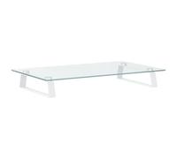 vidaXL Soporte de monitor Elevador para pantalla con almacenaje vidrio templado metal blanco