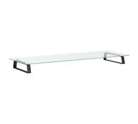 vidaXL Soporte de Monitor, Elevador para Pantalla con Almacenaje, Soporte de Computadora, Elevador sobre Mesa Escritorio, Vidrio Templado Metal Negro