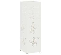 vidaXL Soporte de Paraguas Blanco de con Almacenamiento, Soporte rectángulo de Metal para Paraguas, diseño Decorativo de Mariposa. Ideal para Usar en Interiores, es un Mueble para organizar el pasil