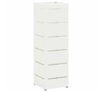 vidaXL Soporte para Paraguas Blanco de, con Almacenamiento. Es un Soporte metálico Elegante para Paraguas, con un diseño de Rayas Decorativas. Es un Mueble Esencial para la Entrada, Ideal para Organ