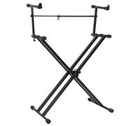 vidaXL Soporte de Teclado de Doble Refuerzo en X Ajustable Atril Plegable Músico Electronico Piano Bandas Equipos de Actuación Práctica Negro
