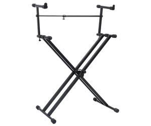vidaXL Soporte de Teclado de Doble Refuerzo en X Ajustable Atril Plegable Músico Electronico Piano Bandas Equipos de Actuación Práctica Negro
