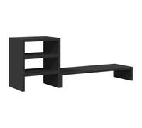 vidaXL Soporte Monitor Organizador Escritorio Madera ingeniería Negro, Soporte de Monitor Doble, Soporte de Monitor para Escritorio, Elevador de Soporte de Monitor