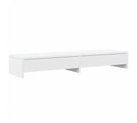 vidaXL Soporte Monitor y cajones Madera ingeniería Blanco 100x27x15cm, Elevador de Monitor, Soporte de Escritorio de Monitor, Estante de Monitor