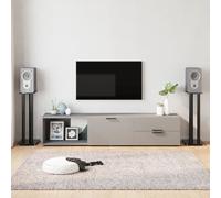 VidaXL Soporte Para Altavoces 2 Pzas. Negro Vidrio Templado 3 Columnas