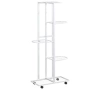 vidaXL Soporte para Flores 5 Alturas Ruedas Vertical Pie Pared Soporte Almacenaje en Baño Tendedero Estantería Perchero en Casa Hierro Blanco