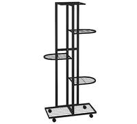 vidaXL Soporte para Flores 5 Alturas y Ruedas Vertical Pie Pared Soporte Almacenaje en Baño Tendedero Estantería Perchero en Casa Hierro Negro