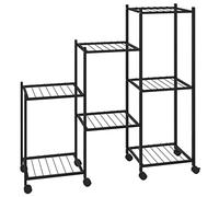 vidaXL Soporte para Flores con Ruedas Vertical Pie Pared Soporte Almacenaje en Baño Tendedero Plantas Estantería Perchero en Casa Hierro Negro