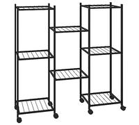 vidaXL Soporte para Flores con Ruedas Vertical Pie Pared Soporte Almacenaje en Baño Plantas Tendedero Estantería Perchero en Casa Hierro Negro
