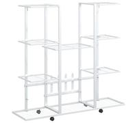 vidaXL Soporte para Flores con Ruedas Vertical Pie Pared Soporte Almacenaje en Baño Tendedero Estantería Perchero en Casa Hierro Blanco
