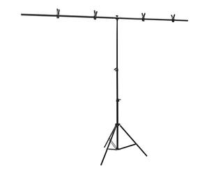 vidaXL Soporte para Fondos en Forma de T Altura Ajustable Trípode Telón Estudio Fotográfico Video Portátil con Bolsa Transparente Negro