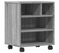 vidaXL Soporte para Impresora Con Ruedas Gris Sonoma 41x32x48 cm, Mesa de Impresora de Computadora Con Almacenamiento