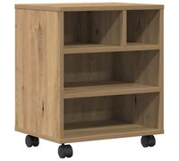 vidaXL Soporte para Impresora Contemporáneo con Ruedas para Uso en Oficina con 3 Compartimentos de Almacenamiento En Acabado de Roble Artesanal Solución Ideal de Mobiliario Interior Diseño de Madera