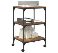 vidaXL Soporte para Impresora Madera Vieja 50 x 41 x 75 cm, Carro de Oficina Ajustable, estación de Trabajo móvil con Ruedas, Gran Espacio para impresoras y más