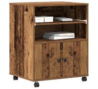 vidaXL Soporte de impresora con ruedas madera envejecida 60x48x74 cm