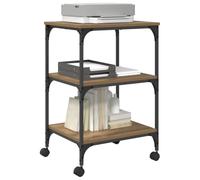 vidaXL Soporte para Impresora Roble Artesanal 50 x 41 x 75 cm, Carro de Oficina Ajustable, estación de Trabajo móvil con Ruedas, Gran Espacio para impresoras y más