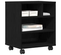 vidaXL Soporte Moderno de Roble Negro con Amplio Almacenamiento, Base Antideslizante y Acabado Suave Estaciones de Trabajo de Oficina, Solución de Madera, Mesa de Estación de Trabajo,