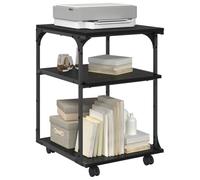 vidaXL Soporte para Impresora Roble Negro 43 x 48 x 64 cm, Soporte de Impresora de Oficina, Organizador de múltiples Niveles, con Ruedas y Espacio para Documentos y estantes