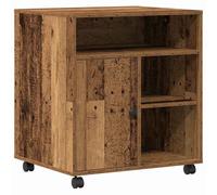 vidaXL Soporte para Impresora rústico con Compartimentos de Almacenamiento y Ruedas para Uso en Oficina Madera elaborada Metal Acabado Texturizado Mesa o Soporte Decorativo Multifuncional