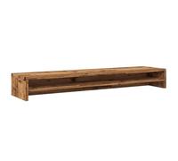 vidaXL Soporte para monitor - Elevador de madera vieja, 100 x 24 x 13 cm, marrón, para televisión/computadora, incluye estante de almacenamiento, fácil montaje, oficina/sala de estar