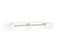 vidaXL Soporte para Monitor Almacenamiento Elevador Alta Ajustable Trabajo Portátil Sobremesa Base Oficina Casa Madera Maciza Pino Blanco