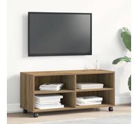 vidaXL Centro de Entretenimiento Moderno de Roble con Estantes Integrados y Ruedas para la Sala de Estar | Elegante Mueble para TV, Mesa Buffet de Madera