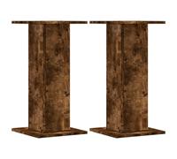 vidaXL Soportes Altavoces 2 uds Madera Roble Ahumado 30x30x60 cm, Plataforma de Altavoces, Soporte de Altavoces de Suelo, Soporte de Altavoces HiFi