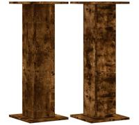 vidaXL Soportes Altavoces 2 uds Madera Roble Ahumado 30x30x80 cm, Plataforma de Altavoces, Soporte de Altavoces de Suelo, Soporte de Altavoces HiFi