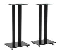 vidaXL 2X Soportes Altavoz Vidrio Templado Pilares Negro Base Mesilla Auxiliar