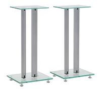 vidaXL Soporte para altavoces de pie – 2x torre columna doble plateada de vidrio