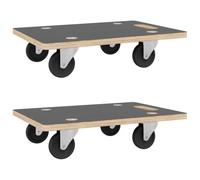 vidaXL Soportes con Ruedas 2 uds, Plataforma Rectangular de Maceta Mueble, Base Rodante para Casa Oficina, Madera de Ingeniería 60x40x11,5 cm