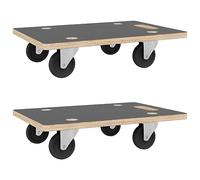vidaXL Soportes con Ruedas 2 uds, Plataforma Rectangular de Maceta Mueble, Base Rodante para Casa Oficina, Madera de Ingeniería 80x55x11,5 cm