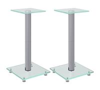 vidaXL Soportes de Altavoces 2 uds Vidrio Templado Plateado 1 Pilar