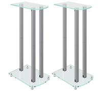 vidaXL Soportes de Altavoces 2 uds Vidrio Templado Plateado 3 pilares
