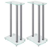 vidaXL Soportes de Altavoces 2 uds Vidrio Templado Plateado 3 pilares
