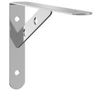 vidaXL Soportes de estante 4 uds acero inoxidable plata 20x2,5x14 cm, soporte de pared, soporte de estante de pared, soporte de estante metálico