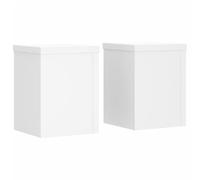 vidaXL Soportes de Plantas 2 uds Madera ingeniería Blanco 10x10x18 cm, Soporte de Flor, Soporte de Planta de casa, Mesa de Planta, Soporte de Maceta