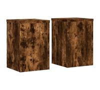 vidaXL Soportes de Plantas 2 uds Madera Roble Ahumado 20x20x30 cm, Soporte de Flor, Soporte de Planta de casa, Mesa de Planta, Soporte de Maceta