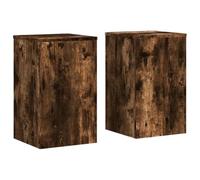 vidaXL Soportes de Plantas 2 uds Madera Roble Ahumado 30x30x50 cm, Soporte de Flor, Soporte de Planta de casa, Mesa de Planta, Soporte de Maceta