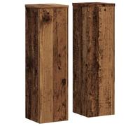 vidaXL Soportes de Plantas 2 uds Madera Roble Envejecido 17x17x60 cm, Soporte de Flor, Soporte de Maceta, Soporte de Planta de casa, Soporte de Maceta