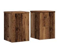 vidaXL Soportes de Plantas 2 uds Madera Roble Envejecido 25x25x35 cm, Soporte de Flor, Soporte de Planta de casa, Mesa de Planta, Soporte de Maceta