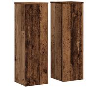 vidaXL Soportes de Plantas 2 uds Madera Roble Envejecido 25x25x80 cm, Soporte de Flor, Soporte de Maceta, Soporte de Planta de casa, Soporte de Maceta