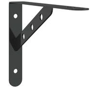 vidaXL Soportes estante 4 uds acero inoxidable negro 23,5x2,5x15,5 cm, soporte de pared, soporte de estante de pared, soporte de estante metálico